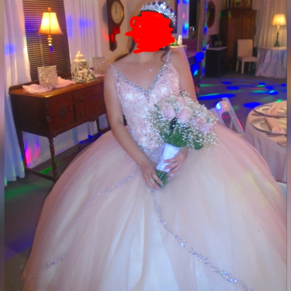 Quinceanera Dress Pink (A Little Bit Of Peach Tone) Size Medium